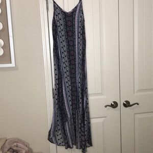 high low spaghetti strap maxi dress w cool pattern